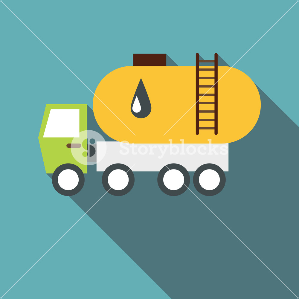 1000x1000 Truck Carries Petrol Icon Flat Illustration Of Truck Carries