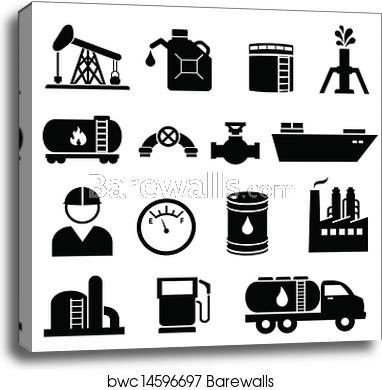 382x390 Oil And Petroleum Icon Set, Canvas Print Barewalls Posters