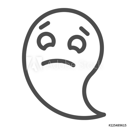 500x500 Sad Ghost Line Icon Halloween Ghost Vector Illustration Isolated