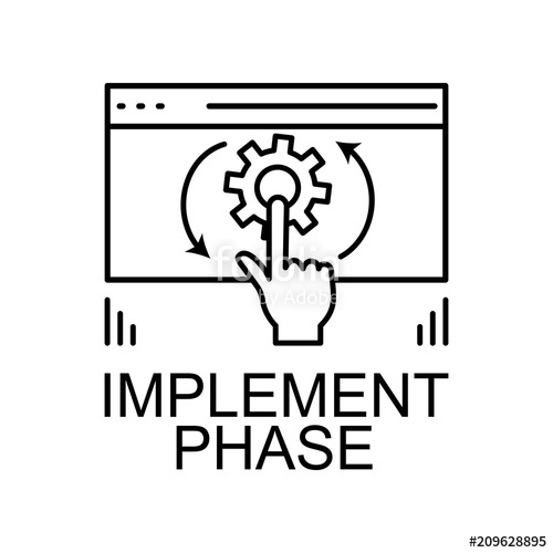 500x500 Implement Phase Icon Element Of Web Development Signs With Name