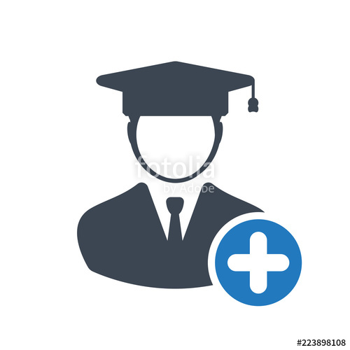 500x500 Student Icon, Education Concept Icon With Add Sign Student Icon
