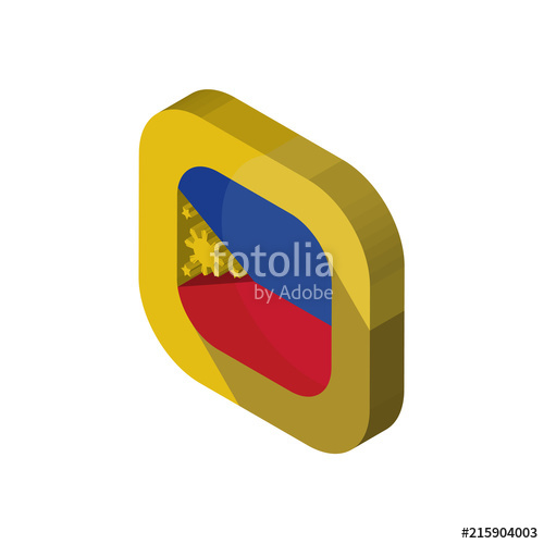 500x500 Philippine Flag Isometric Right Top View Icon Stock Image