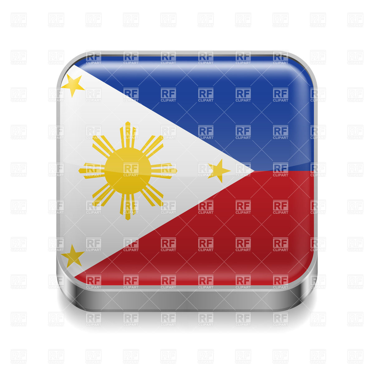 1200x1200 Metal Square Icon With Flag Of Philippines Vector Image Of Icons