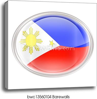 382x390 Philippines Flag Icon, Isolated On White Background, Canvas Print