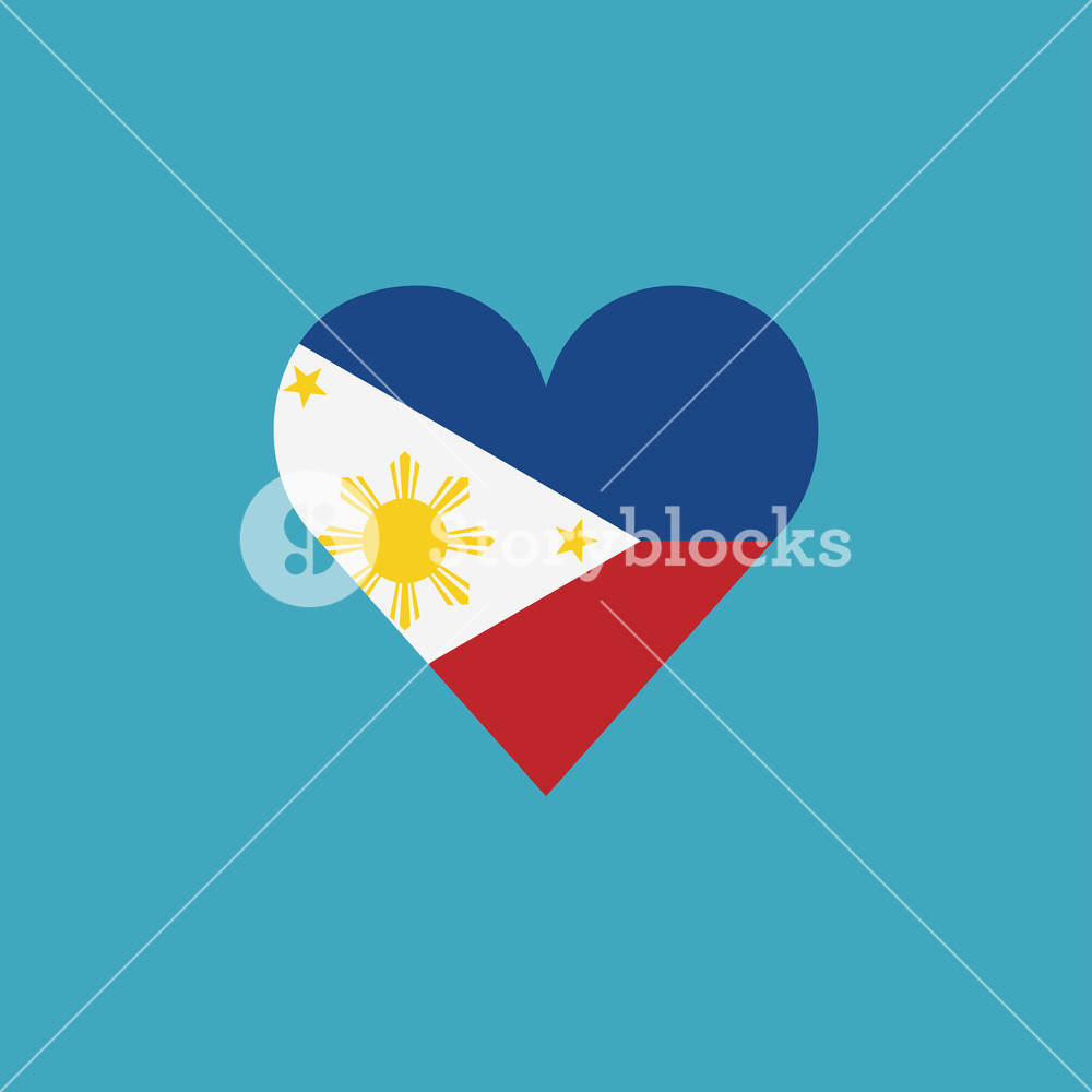 1000x1000 Philippines Flag Icon In A Heart Shape In Flat Design