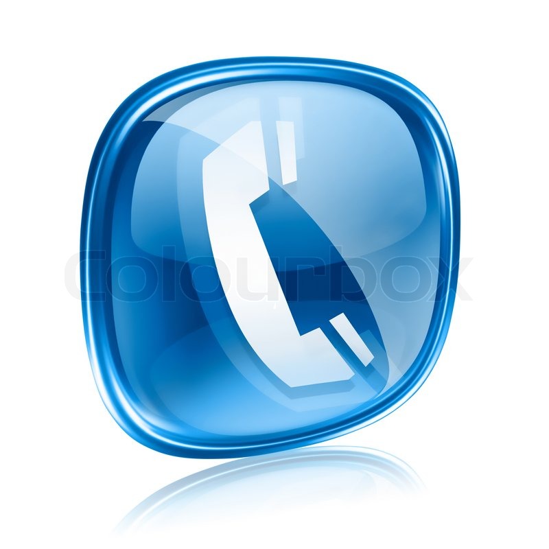 800x800 Phone Icon Blue Glass, Isolated On Stock Image Colourbox