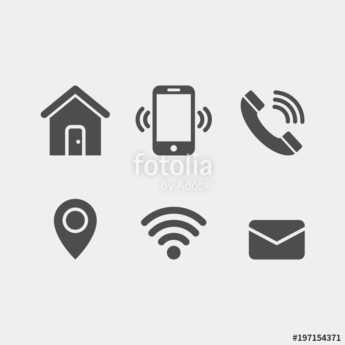 Contacts Flat Vector Icons Set Mobile Phone, Telephone, Wifi, Gps 500x500 Contacts Flat Vector Icons Set Mobile Phone, Telephone, Wifi, Gps