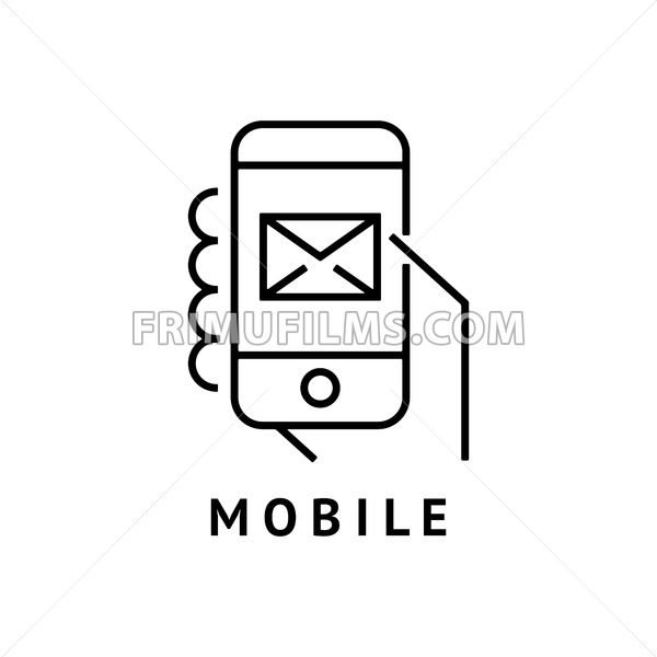 Digital Vector Black Hand Mobile Phone Email Icon With Drawn 600x600 Digital Vector Black Hand Mobile Phone Email Icon With Drawn