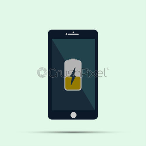 Mobile Phonesmartphone With Yellow Charging Battery Icon On Screen 500x500 Mobile Phonesmartphone With Yellow Charging Battery Icon On Screen
