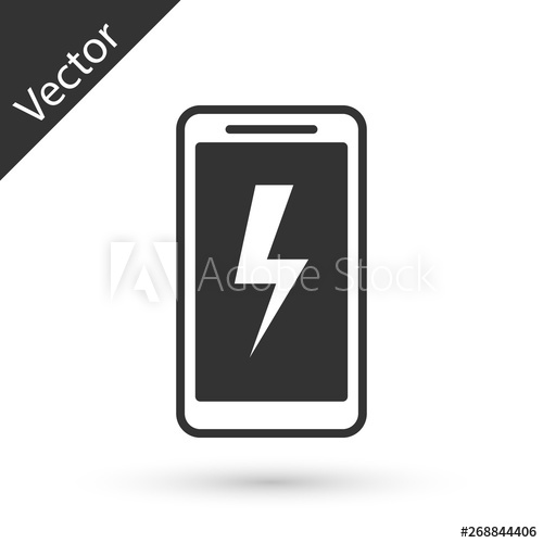 Grey Smartphone Charging Battery Icon Isolated On White Background 500x500 Grey Smartphone Charging Battery Icon Isolated On White Background