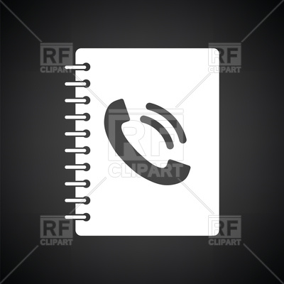 400x400 Phone Book Icon On Black Background Vector Image Of Icons