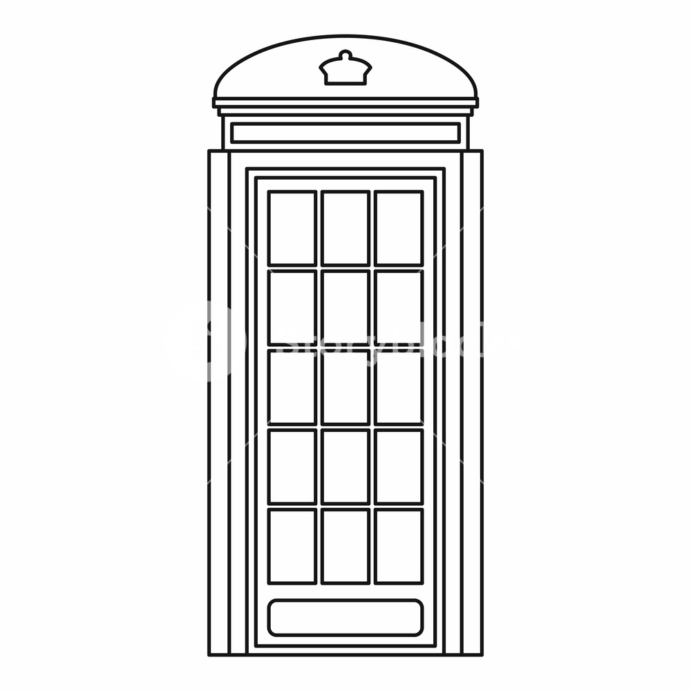 1000x1000 Phone Booth Icon In Outline Style Isolated On White Background