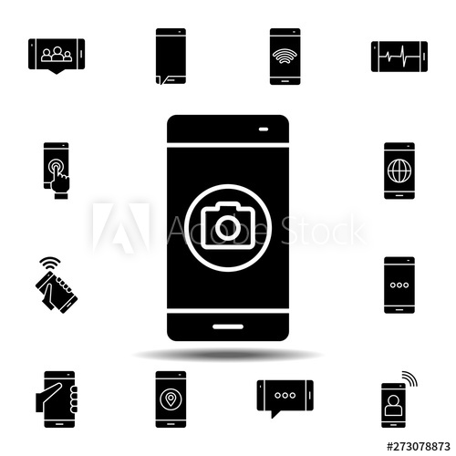 500x500 Smartphone, Phone, Camera Icon Simple Glyph, Flat Vector Element