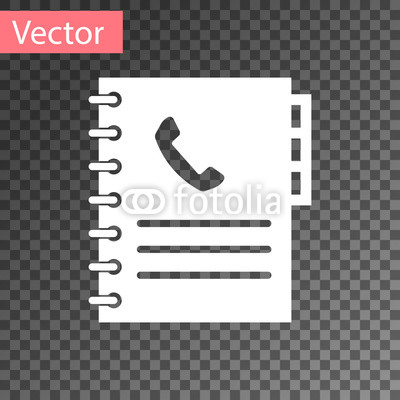 400x400 White Phone Book Icon Isolated On Transparent Background Address