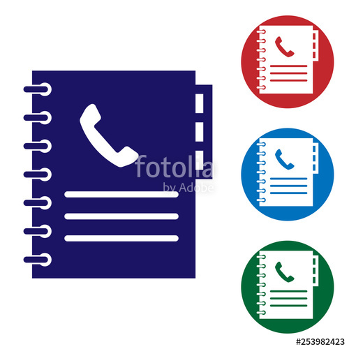500x500 Blue Phone Book Icon Isolated On White Background Address Book