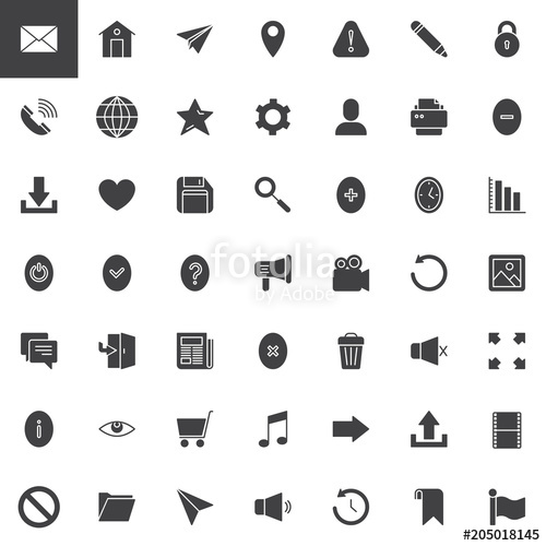 500x500 Web Essentials Vector Icons Set, Modern Solid Symbol Collection