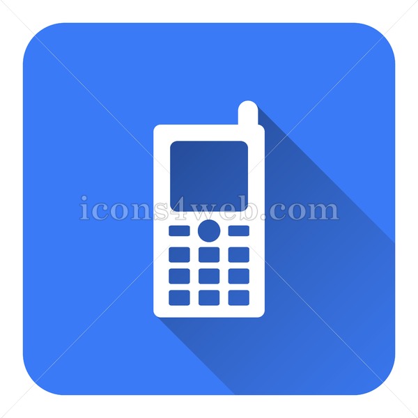 600x600 Mobile Phone Flat Icon With Long Shadow Vector