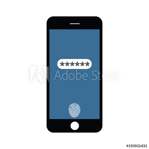 500x500 Phone And Fingerprint Scanner Flat Icon Vector Illustration