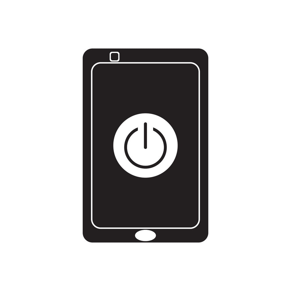 1000x1000 Flat Icon In Black And White Mobile Phone Switched Vector