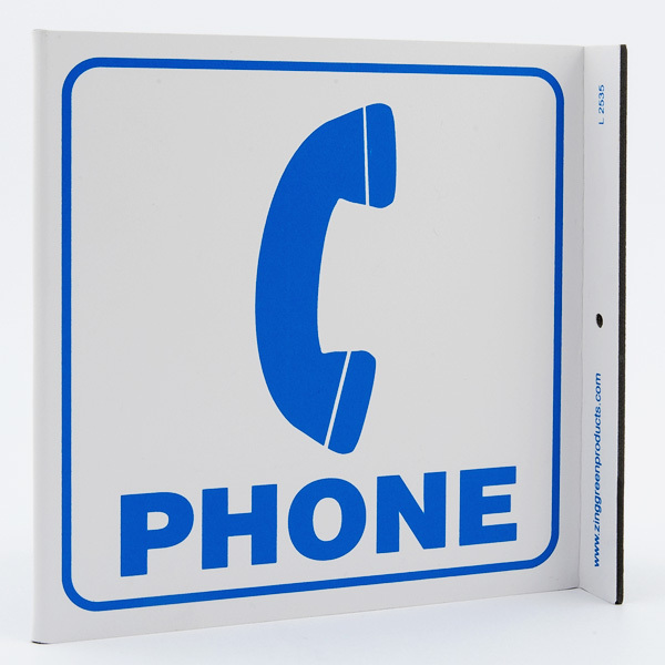 Phone Wall Projecting L Sign W Icon 600x600 Phone Wall Projecting L Sign W Icon