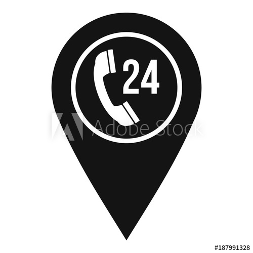 500x500 Map Pointer With Phone Handset Icon, Simple Style