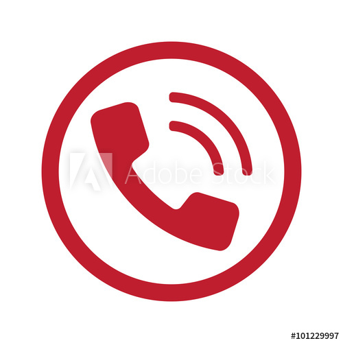 500x500 Flat Red Phone Icon In Circle On White