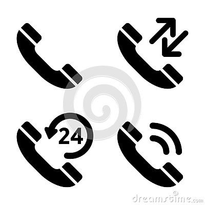 400x400 Phone Icon Set Isolated Telephone Black Simbols On White