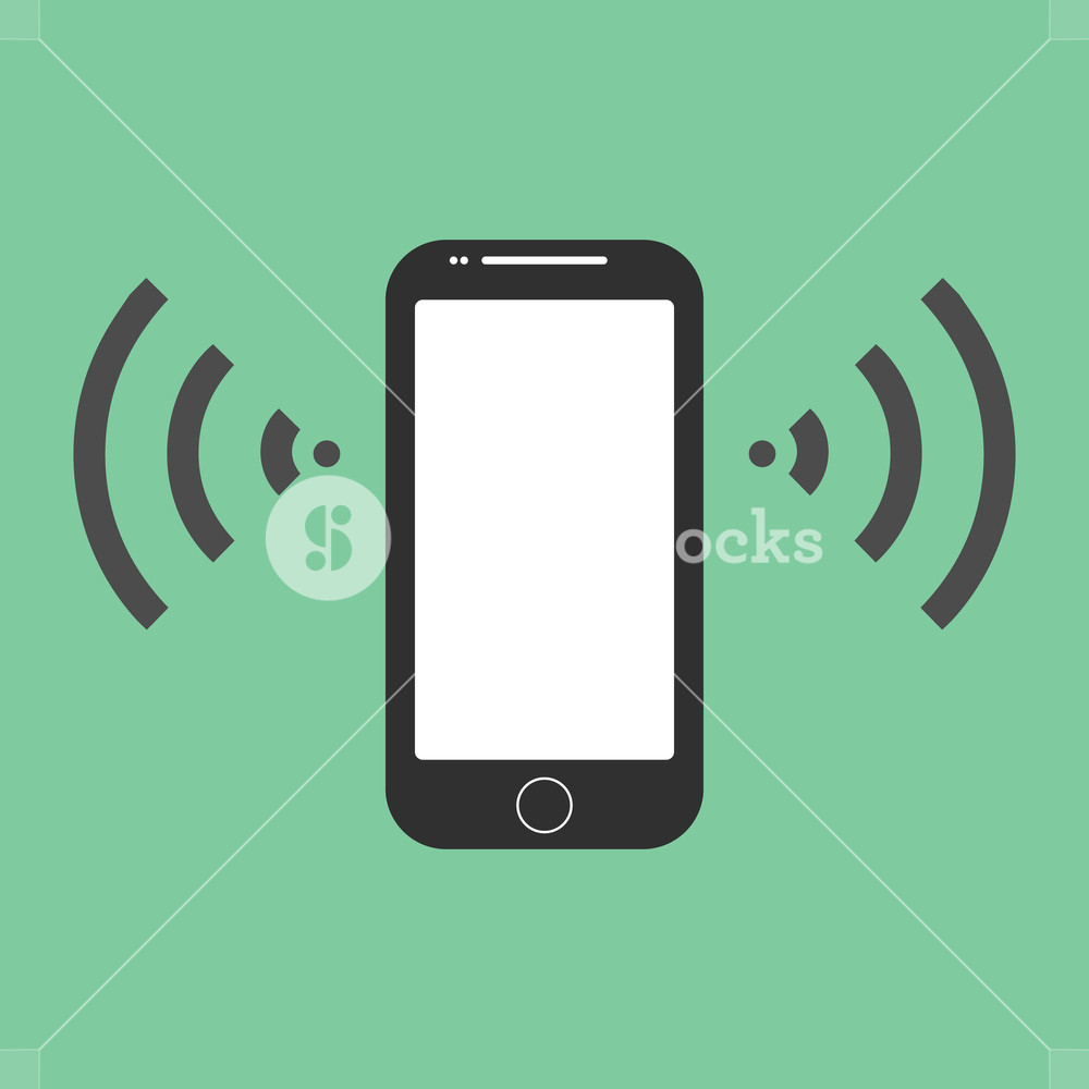 1000x1000 Mobile Phone Icon, Vector Illustration Flat Design Royalty