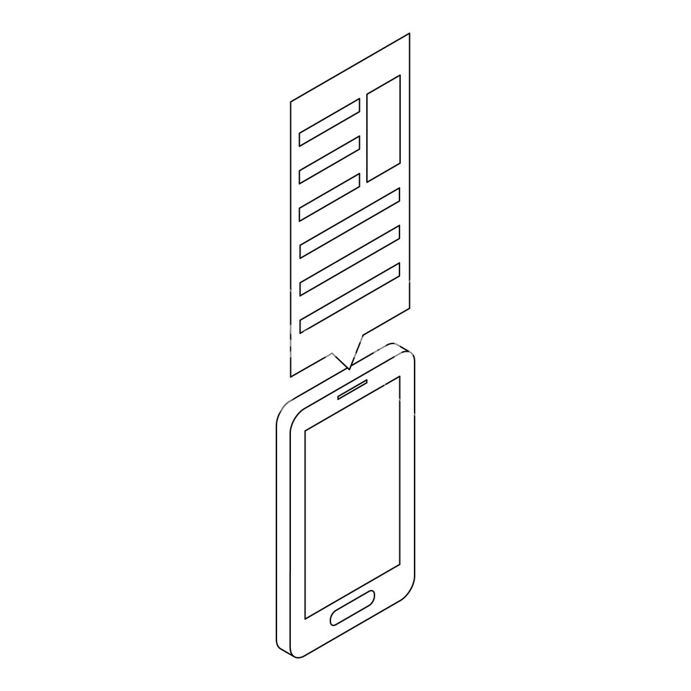1000x1000 Document In Phone Icon In Isometric Style Isolated On White