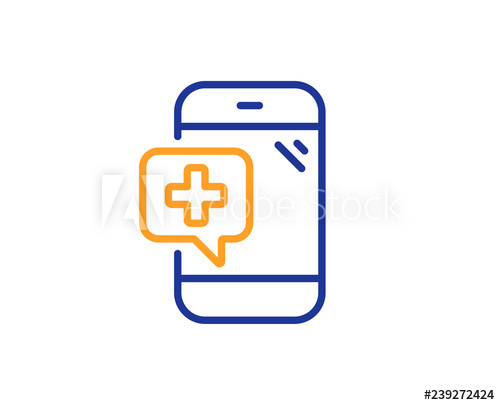 500x405 Medicine Phone Line Icon Mobile Medical Help Sign Colorful