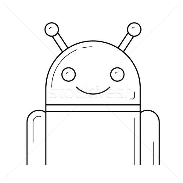 600x600 Robot Phone Line Icon Vector Illustration Andrei Krauchuk