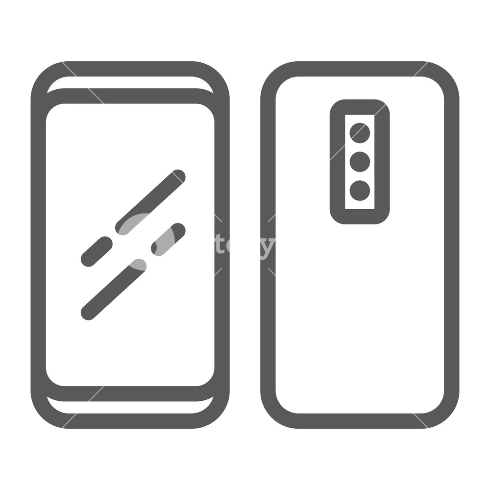 1000x1000 Smartphone With Three Camera Line Icon, Technology And Phone