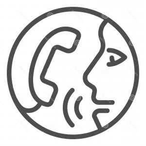 300x300 Face Handset Line Icon Phone Call Vector Illustration Isolated
