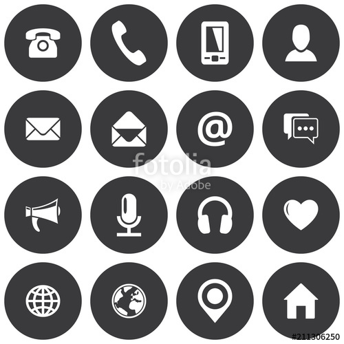 500x500 Flat Grey Spherical Communication Icon Set Vector Images