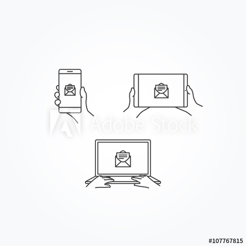 500x500 Mail Icon On Phone, Tablet Laptop