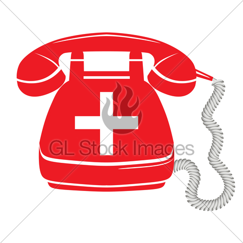 500x500 Emergency Call Sign Icon Vector Fire Phone Number Button Gl