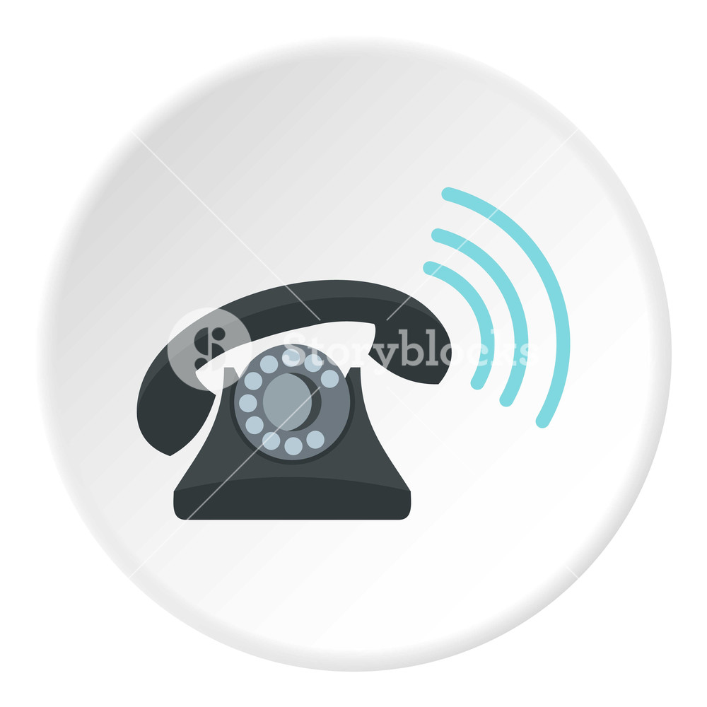 1000x1000 Black Retro Phone Ringing Icon In Flat Circle Isolated Vector