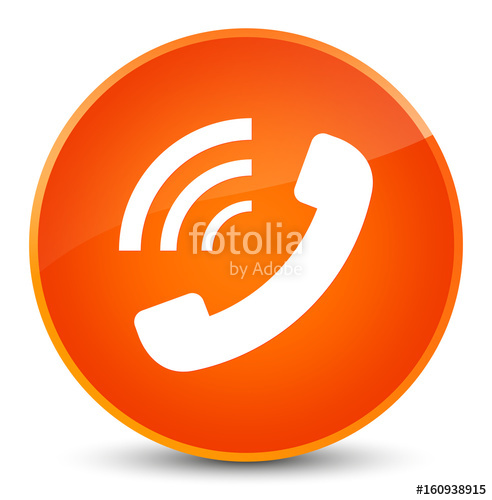 492x500 Phone Ringing Icon Elegant Orange Round Button Stock Photo