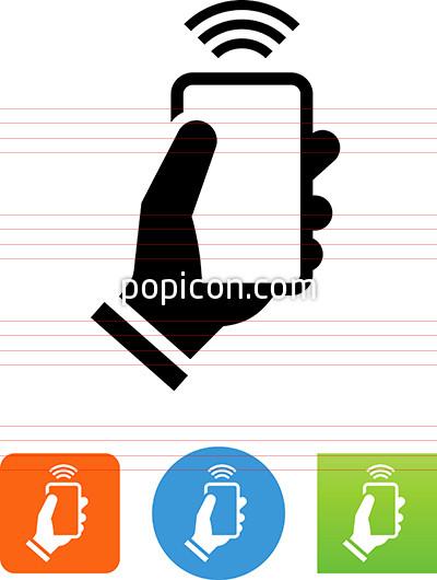 400x530 Hand Holding Smart Phone With Signal Icon
