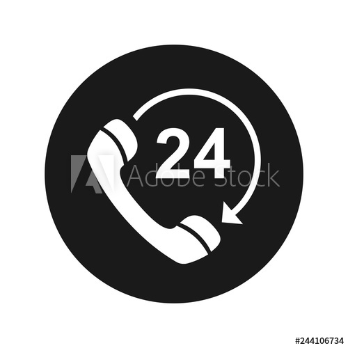 500x500 Hours Open Phone Rotate Arrow Icon Flat Black Round Button