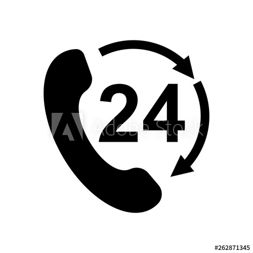 500x500 Hours Open Phone Rotate Arrow Icon Flat Vector Illustration