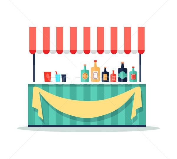 600x539 Colorful Beverage Booth Icon Vector Illustration Vector