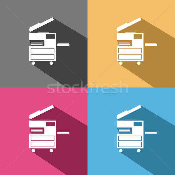 600x600 Photocopier Icon On Colored Backgrounds Vector Illustration