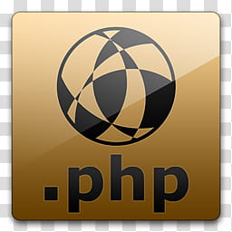256x256 Glossy Standard Square Gold Globe With Php Icon Illustration
