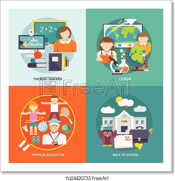 561x581 Free Art Print Of School Icon Flat School Design Concept Set