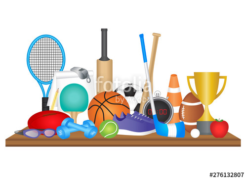 500x364 Physical Education Display Icon With Sports Equipment Stock Image