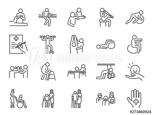 500x375 Physical Therapy Line Icon Set Included Icons As Recovery, Body