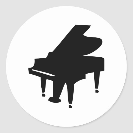 540x540 Black Piano Icon Classic Round Sticker