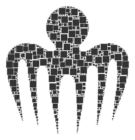 435x450 Spectre Octopus Collage Icon Of Rectangles And Circle Particles