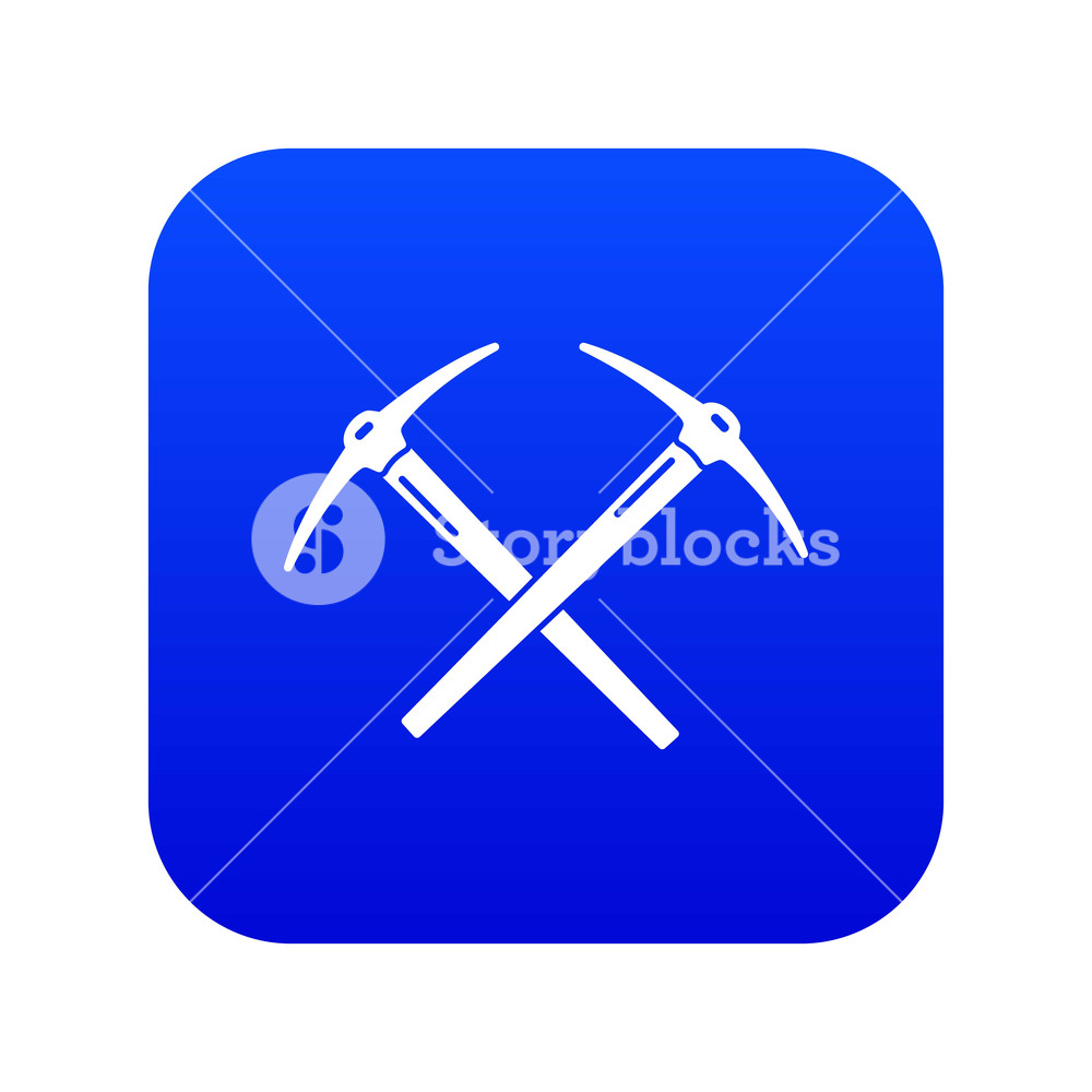 1000x1000 Mining Pickaxe Icon Blue Vector Isolated On White Background